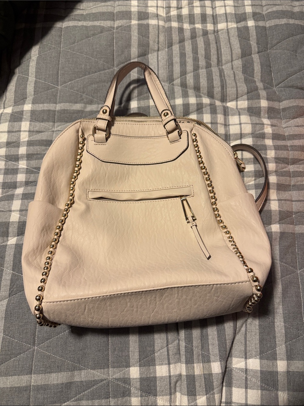 Jessica Simpson Beige/Cream Satchel with Gold Stud Accents